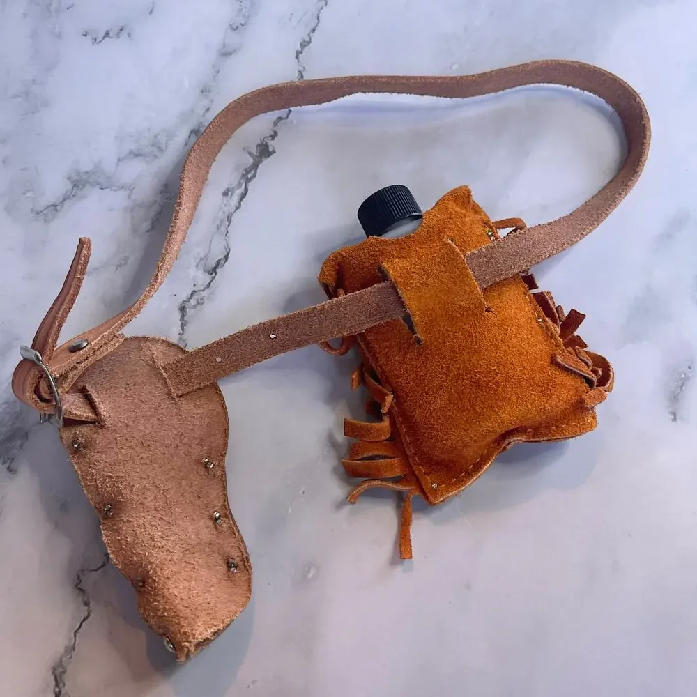 Vintage Branson Leather Kids Cowboy Belt Mini Holster Canteen Western Souvenir